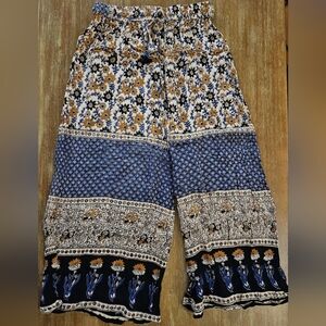 Womens Floral Wide Leg Pants Boho Palazzo Pants Flowy Elephant Pants Size Small